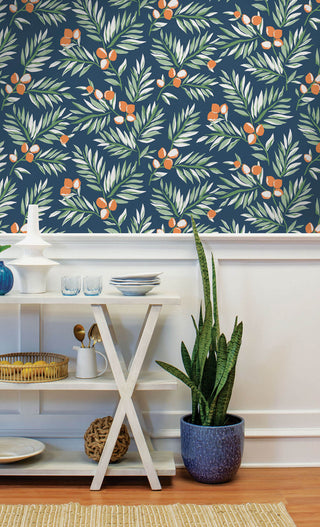 NW36702 citrus branch botanical peel and stick wallpaper dining room from NextWall