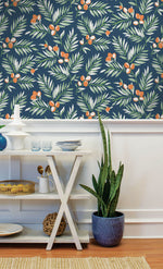 NW36702 citrus branch botanical peel and stick wallpaper dining room from NextWall