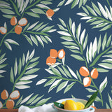 NW36702 citrus branch botanical peel and stick wallpaper decor from NextWall