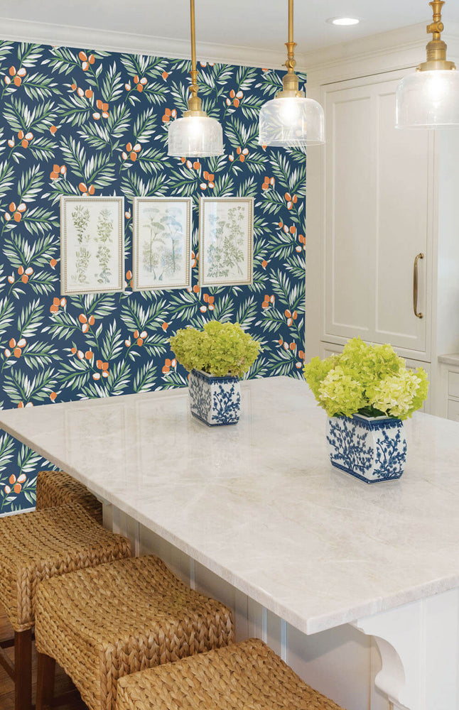 NW36702 citrus branch botanical peel and stick wallpaper kitchen from NextWall