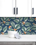 NW36702 citrus branch botanical peel and stick wallpaper backsplash from NextWall