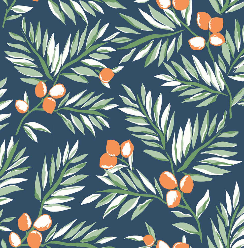 NW36702 citrus branch botanical peel and stick wallpaper from NextWall