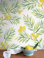 NW36703 lemon branch botanical peel and stick removable wallpaper decor from NextWall