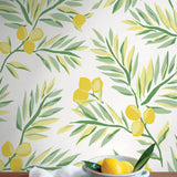 NW36703 lemon branch botanical peel and stick removable wallpaper decor from NextWall