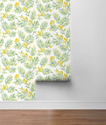 NW36703 lemon branch botanical peel and stick removable wallpaper roll from NextWall