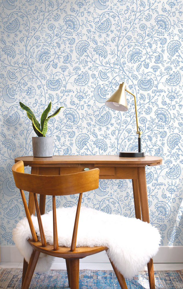 NW36802 paisley trail bohemian peel and stick removable wallpaper desk from NextWall