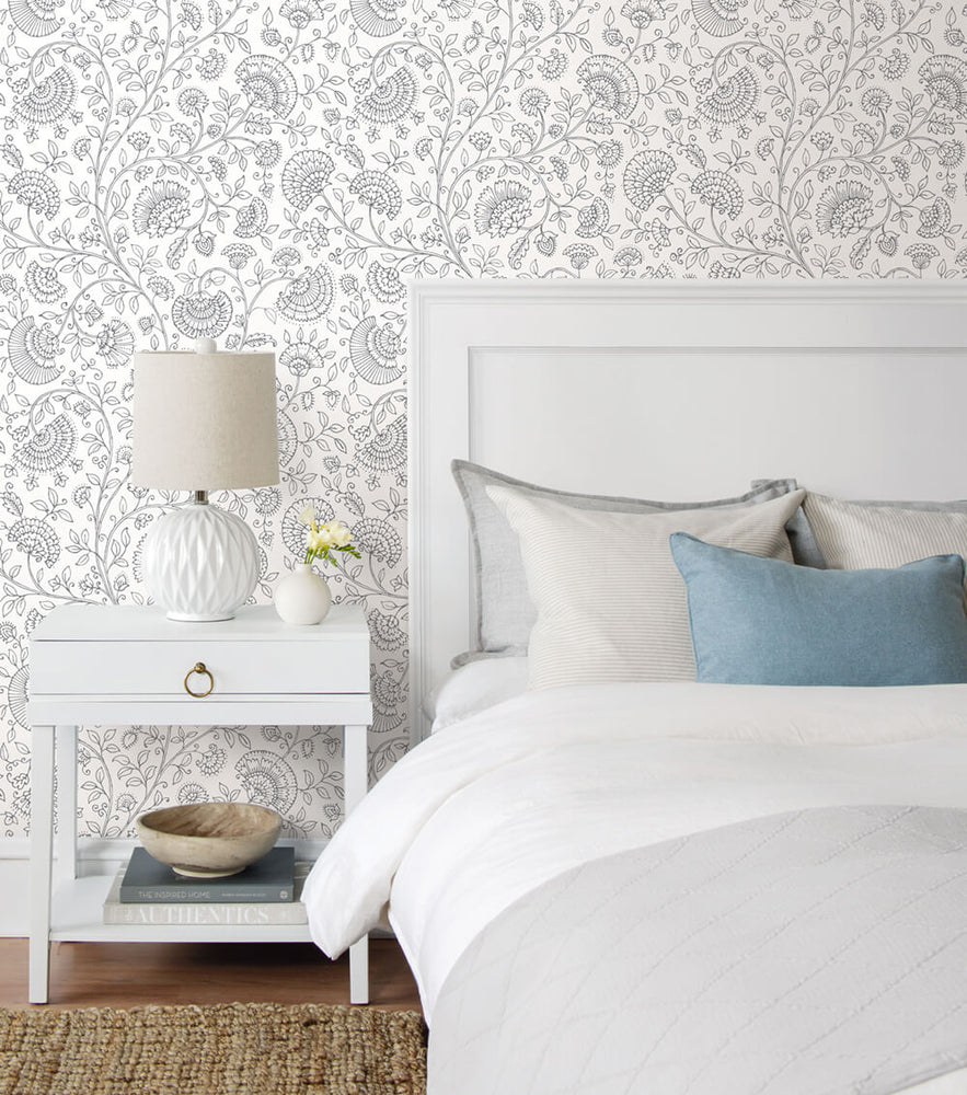NW36808 paisley trail bohemian peel and stick removable wallpaper bedroom from NextWall