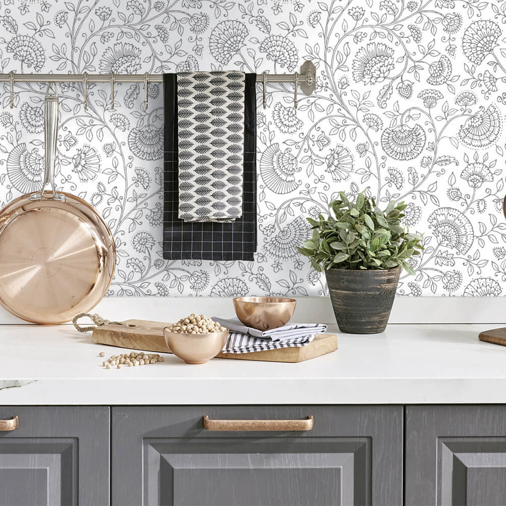 
                  
                    NW36808 paisley trail bohemian peel and stick removable wallpaper kitchen from NextWall
                  
                