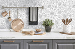 NW36808 paisley trail bohemian peel and stick removable wallpaper kitchen from NextWall