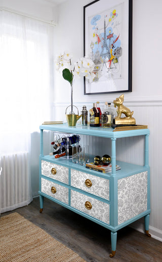 NW36808 paisley trail bohemian peel and stick removable wallpaper dining room from NextWall