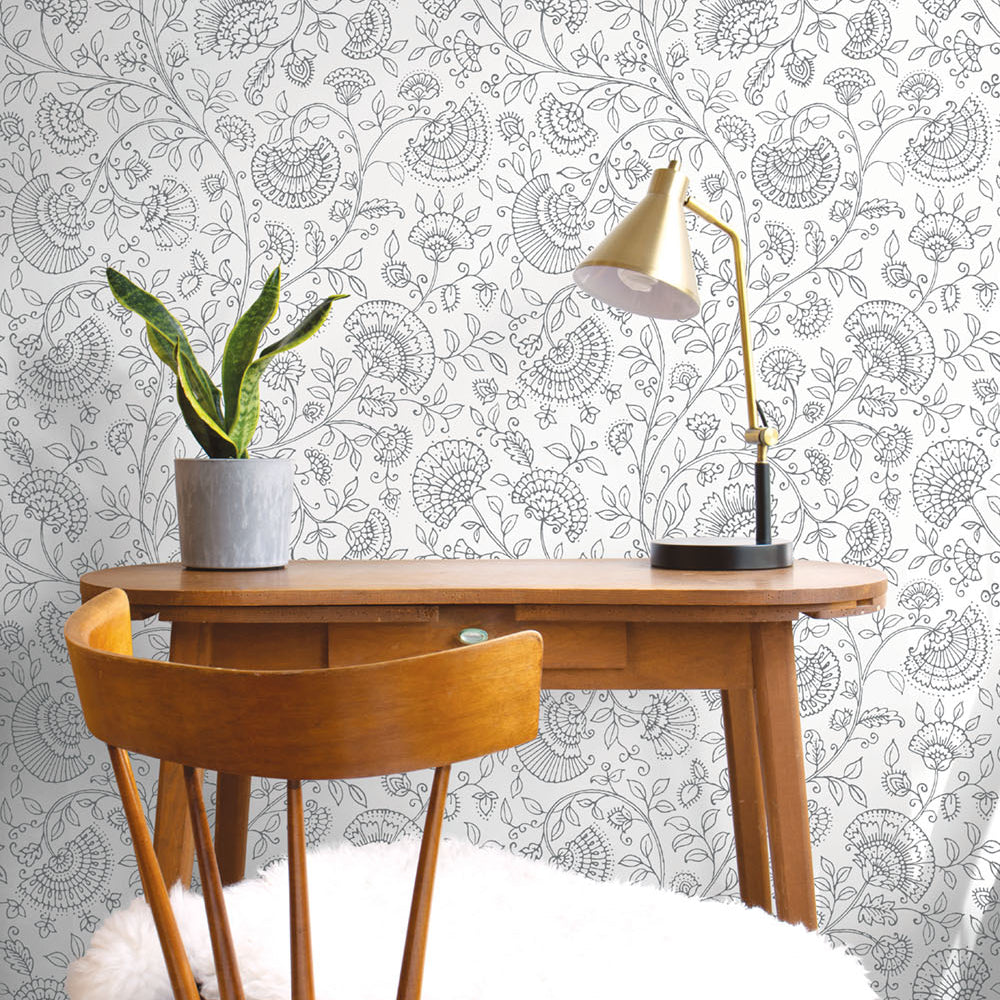 
                  
                    NW36808 paisley trail bohemian peel and stick removable wallpaper desk from NextWall
                  
                