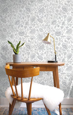 NW36808 paisley trail bohemian peel and stick removable wallpaper desk from NextWall