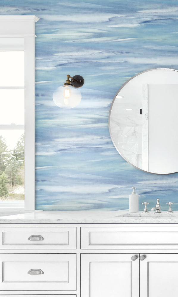 NW36902 sirius brushstroke abstract peel and stick removable wallpaper bathroom from NextWall