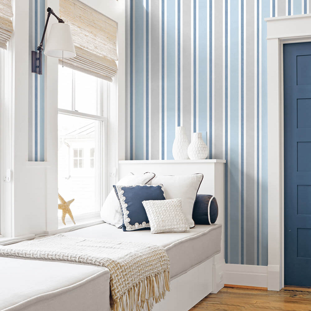NW37002 linen cut stripe peel and stick removable wallpaper bedroom from NextWall