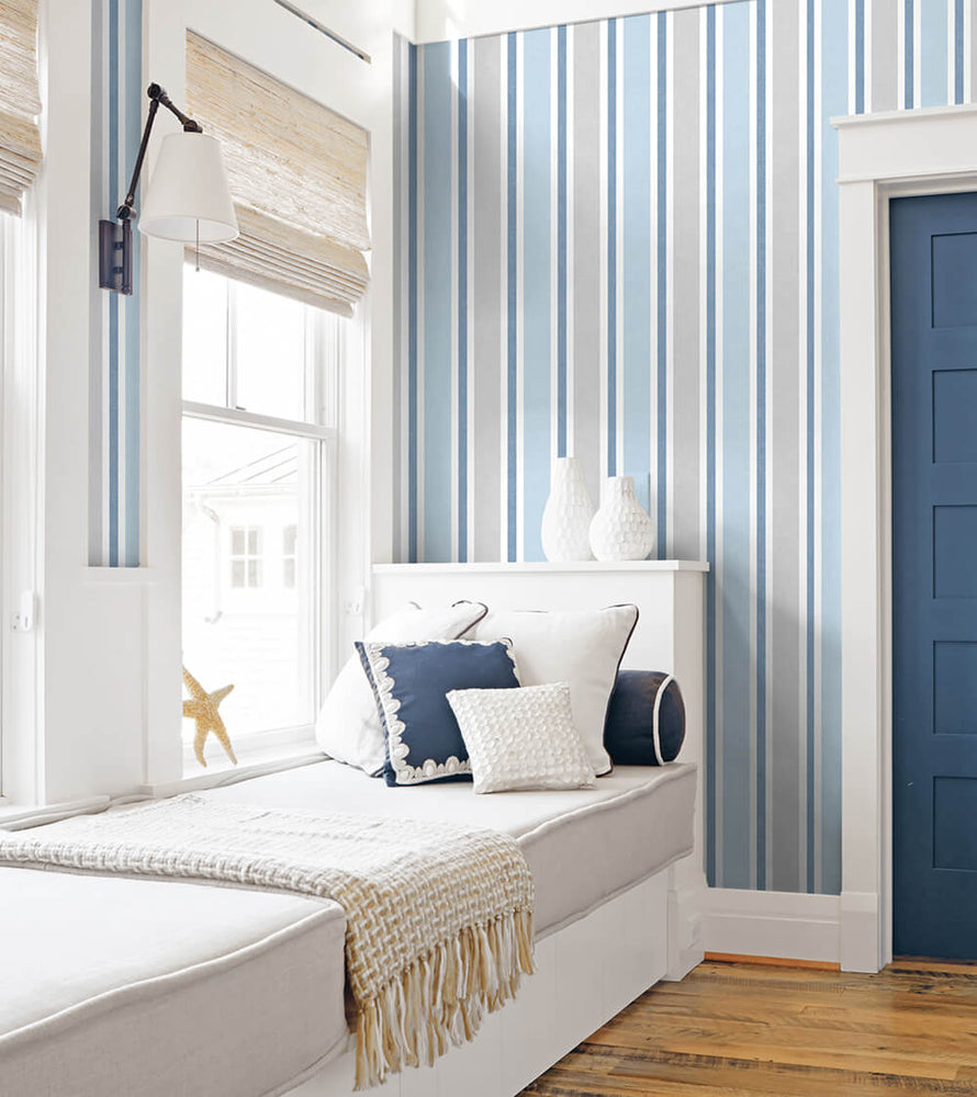 NW37002 linen cut stripe peel and stick removable wallpaper bedroom from NextWall