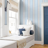 NW37002 linen cut stripe peel and stick removable wallpaper bedroom from NextWall