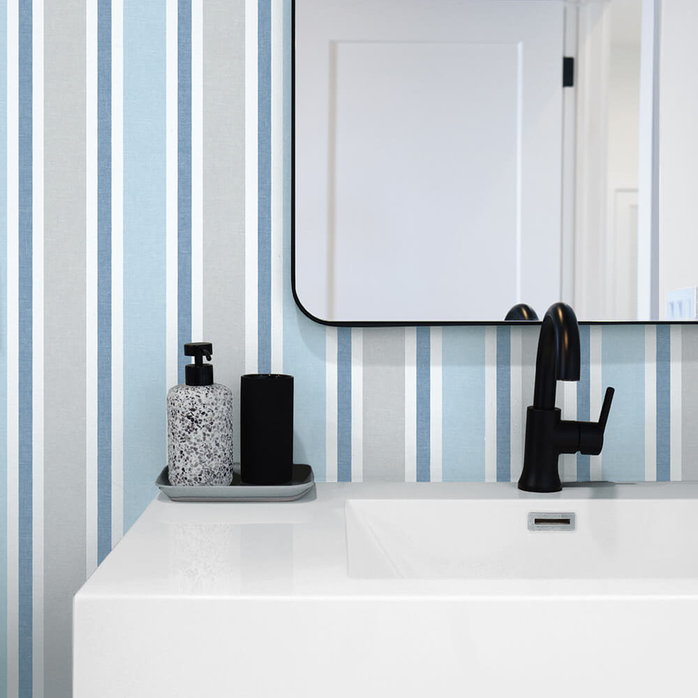 
                  
                    NW37002 linen cut stripe peel and stick removable wallpaper powder room from NextWall
                  
                