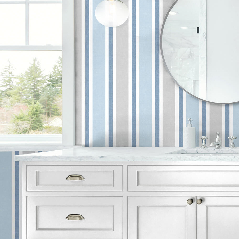 
                  
                    NW37002 linen cut stripe peel and stick removable wallpaper bathroom from NextWall
                  
                