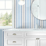 NW37002 linen cut stripe peel and stick removable wallpaper bathroom from NextWall