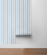 NW37002 linen cut stripe peel and stick removable wallpaper roll from NextWall