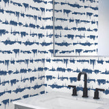 NW37102 lifeline abstract peel and stick removable wallpaper bathroom from NextWall