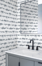 NW37108 lifeline abstract peel and stick removable wallpaper bathroom from NextWall