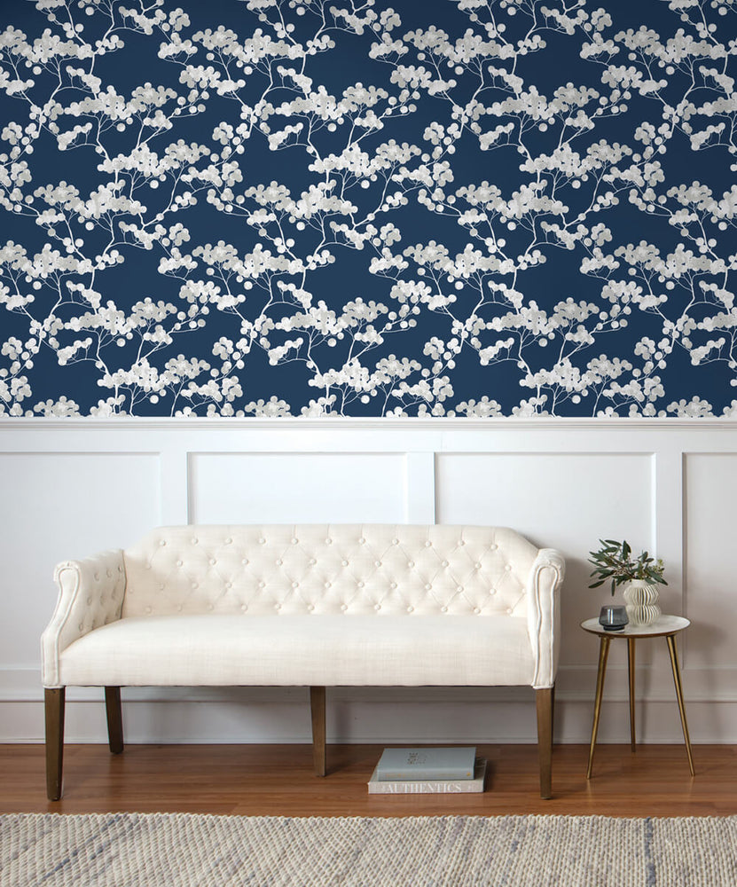 NW37202 cyprus blossom floral peel and stick removable wallpaper living room by NextWall
