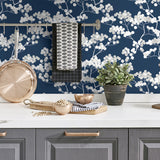 NW37202 cyprus blossom floral peel and stick removable wallpaper kitchen by NextWall