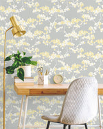 NW37203 cyprus blossom floral peel and stick removable wallpaper desk by NextWall