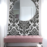 NW37400 black damask peel and stick removable wallpaper decor from NextWall