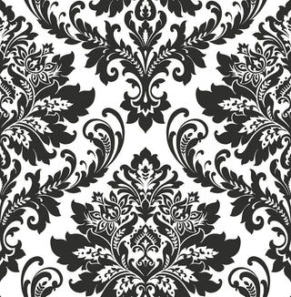 NW37400 black damask peel and stick removable wallpaper from NextWall