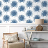 NW37502 palmetto palm tropical peel and stick removable wallpaper living room from NextWall