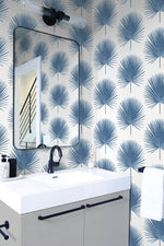 NW37502 palmetto palm tropical peel and stick removable wallpaper bathroom from NextWall