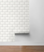 NW37600 large subway tile peel and stick removable wallpaper roll from NextWall