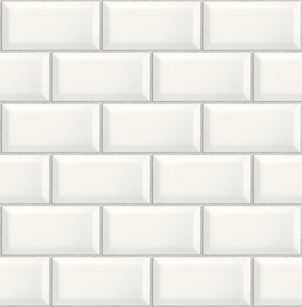 NextWall Large Subway Tile Peel and Stick Wallpaper, White