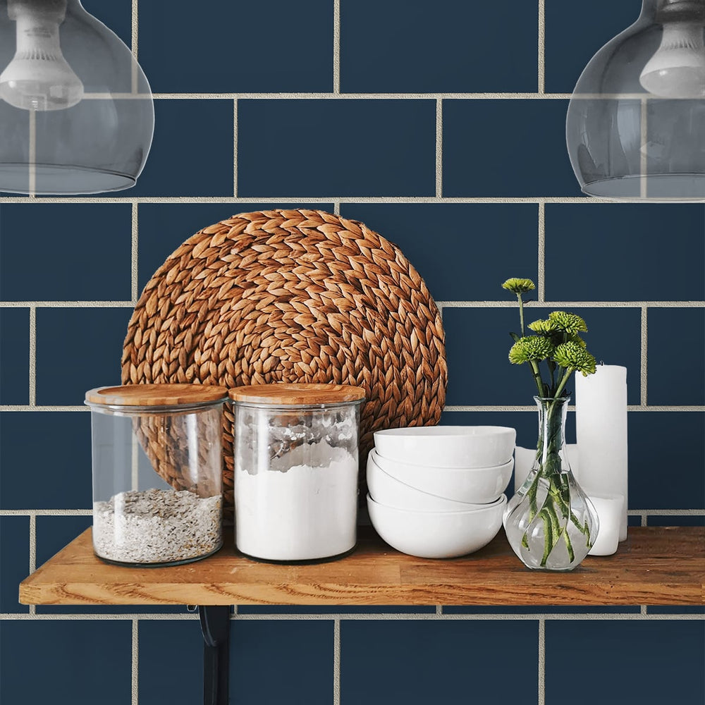 
                  
                    NW37602 retro faux subway tile peel and stick removable wallpaper shelves from NextWall
                  
                