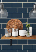 NW37602 retro faux subway tile peel and stick removable wallpaper shelves from NextWall