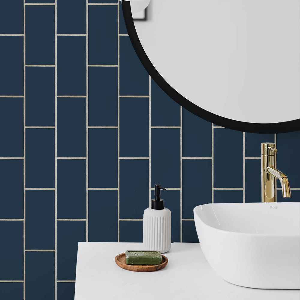 
                  
                    NW37602 retro faux subway tile peel and stick removable wallpaper bathroom from NextWall
                  
                