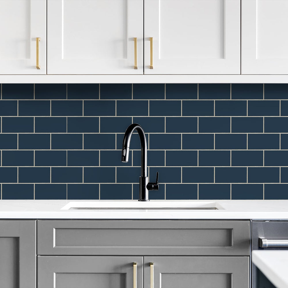 
                  
                    NW37602 retro faux subway tile peel and stick removable wallpaper kitchen from NextWall
                  
                
