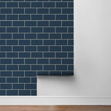 NW37602 retro faux subway tile peel and stick removable wallpaper roll from NextWall