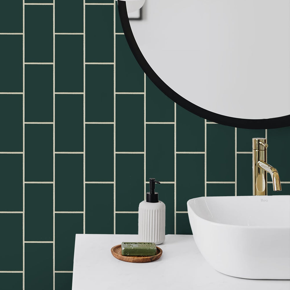 
                  
                    NW37604 retro faux subway tile peel and stick removable wallpaper bathroom  from NextWall
                  
                