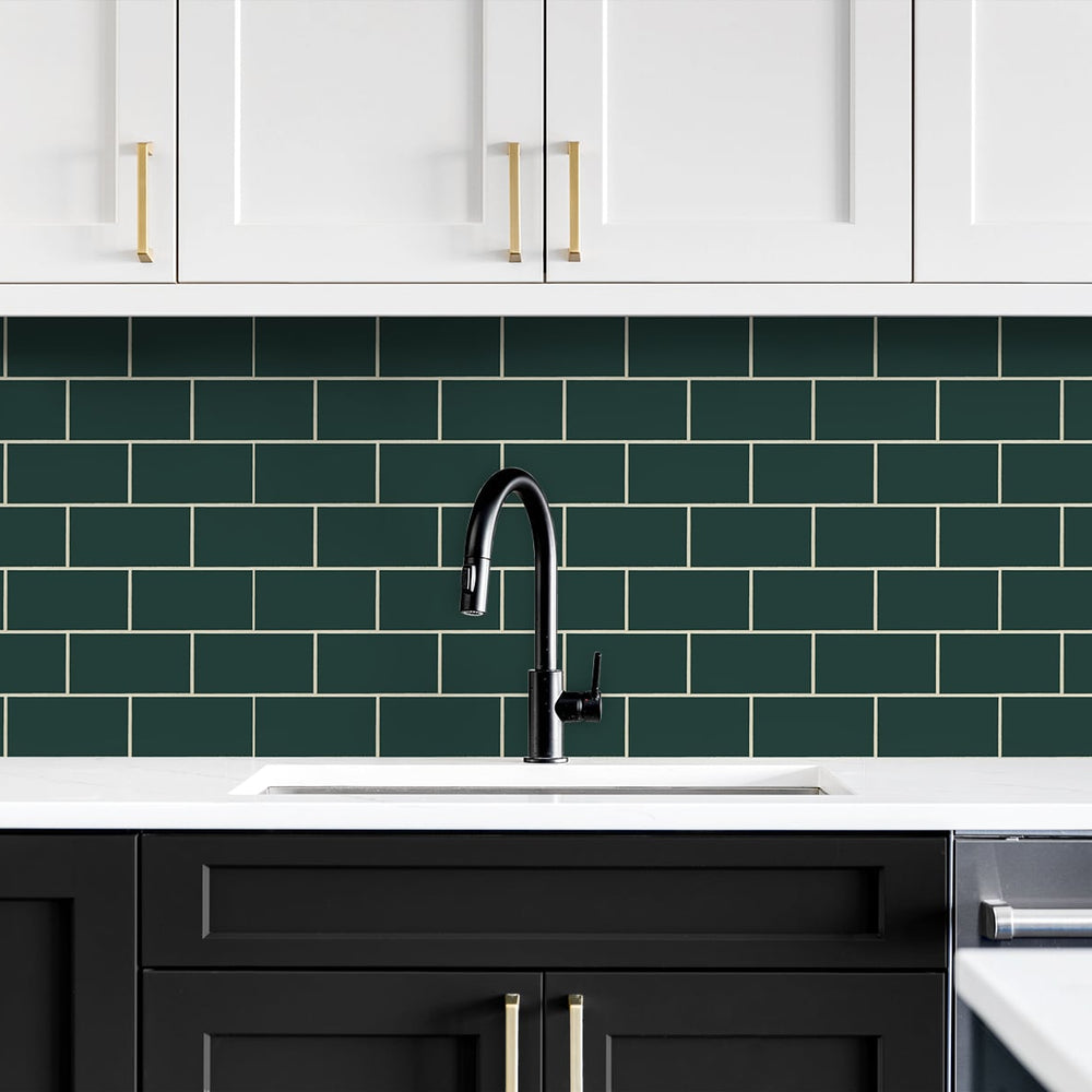 
                  
                    NW37604 retro faux subway tile peel and stick removable wallpaper kitchen from NextWall
                  
                