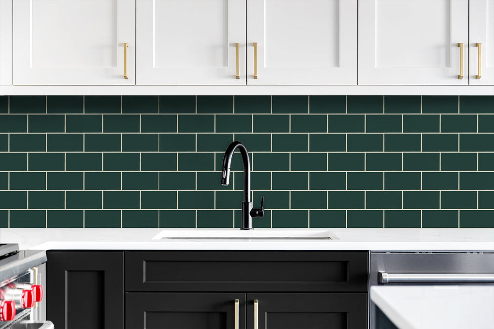 NW37604 retro faux subway tile peel and stick removable wallpaper kitchen from NextWall