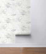 NW37800 stuccoed faux brick peel ands stick removable wallpaper roll from NextWall