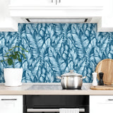 NW37902 Baha banana leaf peel and stick removable wallpaper backsplash from NextWall