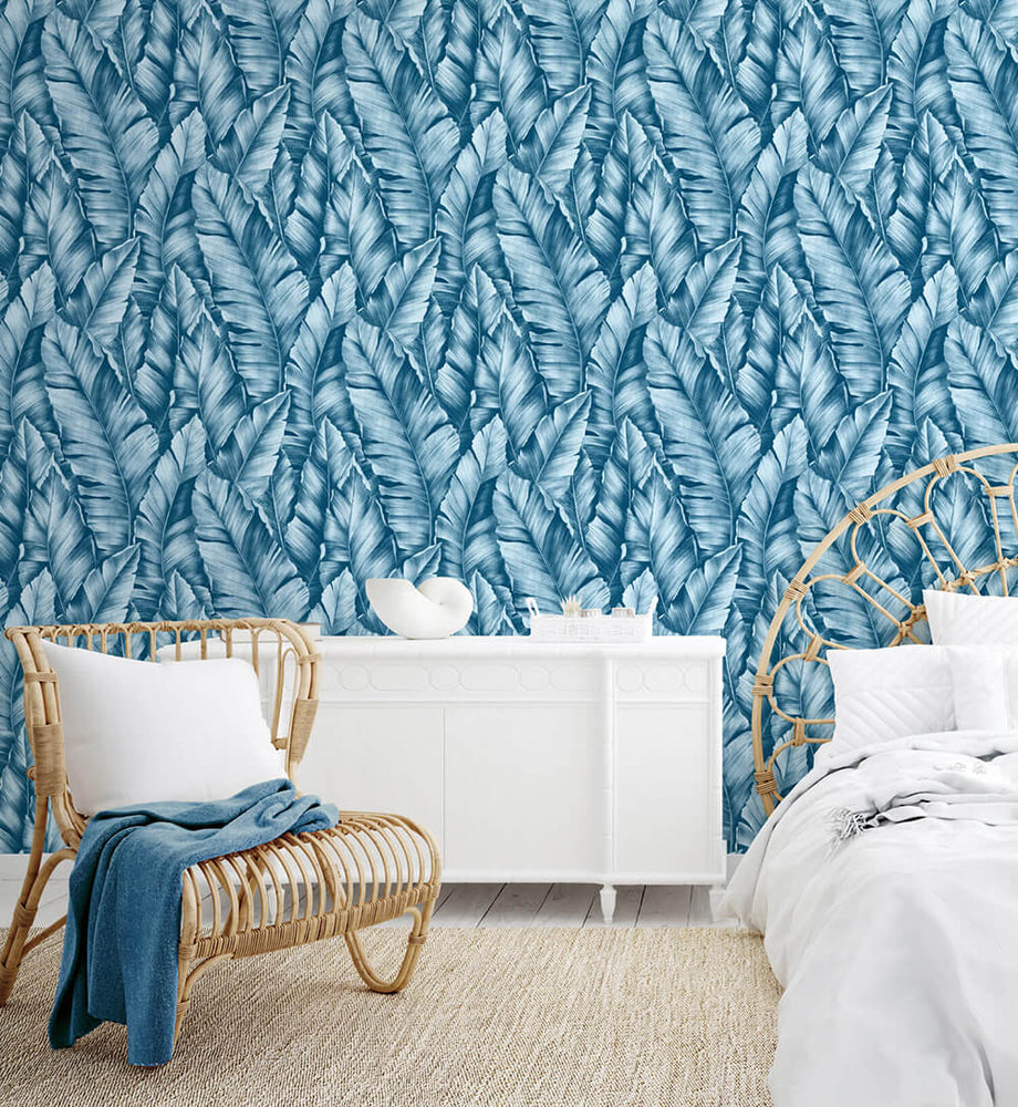 NW37902 Baha banana leaf peel and stick removable wallpaper bedroom from NextWall