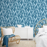 NW37902 Baha banana leaf peel and stick removable wallpaper bedroom from NextWall