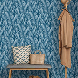 NW37902 Baha banana leaf peel and stick removable wallpaper entryway from NextWall