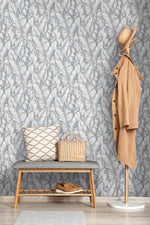 NW37908 Baha banana leaf peel and stick removable wallpaper entryway from NextWall