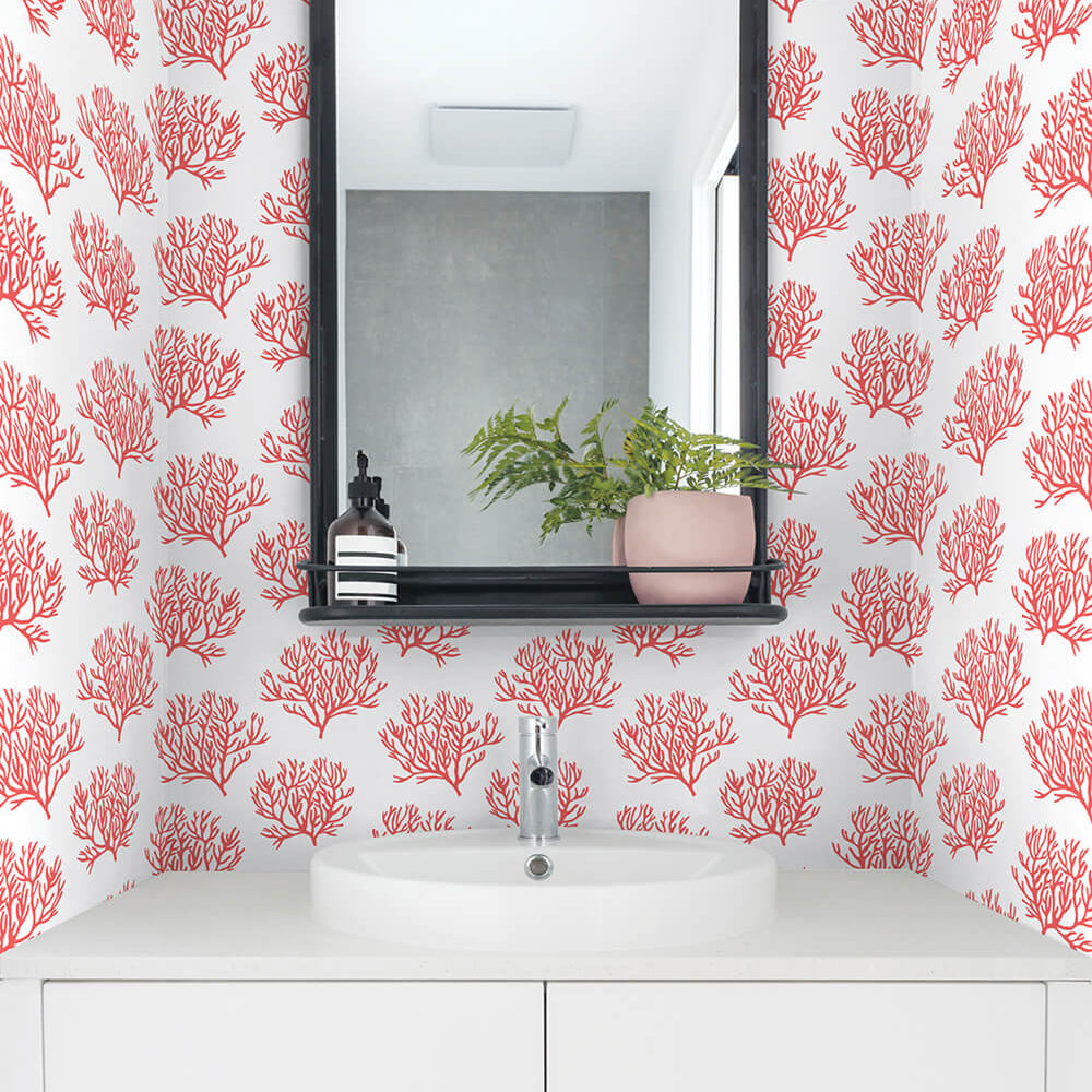 
                  
                    NW38001 coastal coral reef peel and stick removable wallpaper bathroom from NextWall
                  
                
